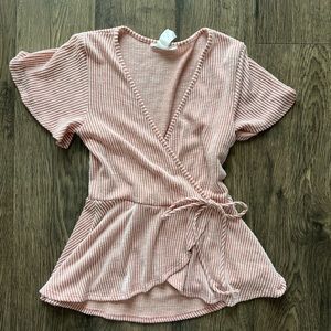 Caution to the Wind Pink and White Striped Shirt - Size Small